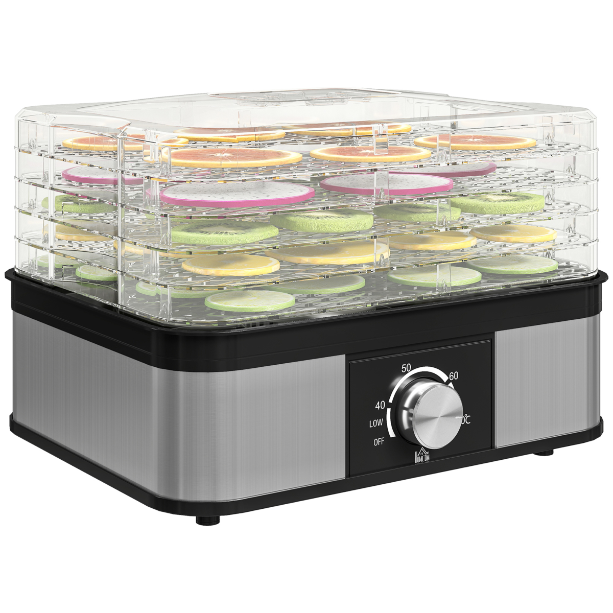 HOMCOM 5 Tier Food Dehydrator, 245W with Adjustable Temperature for Drying Fruit, Meat & Vegetables, Black