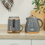Pebbled 1.7L Fast Boil Kettle & 2-Slice Toaster Set – Matching Breakfast Duo with Textured Finish