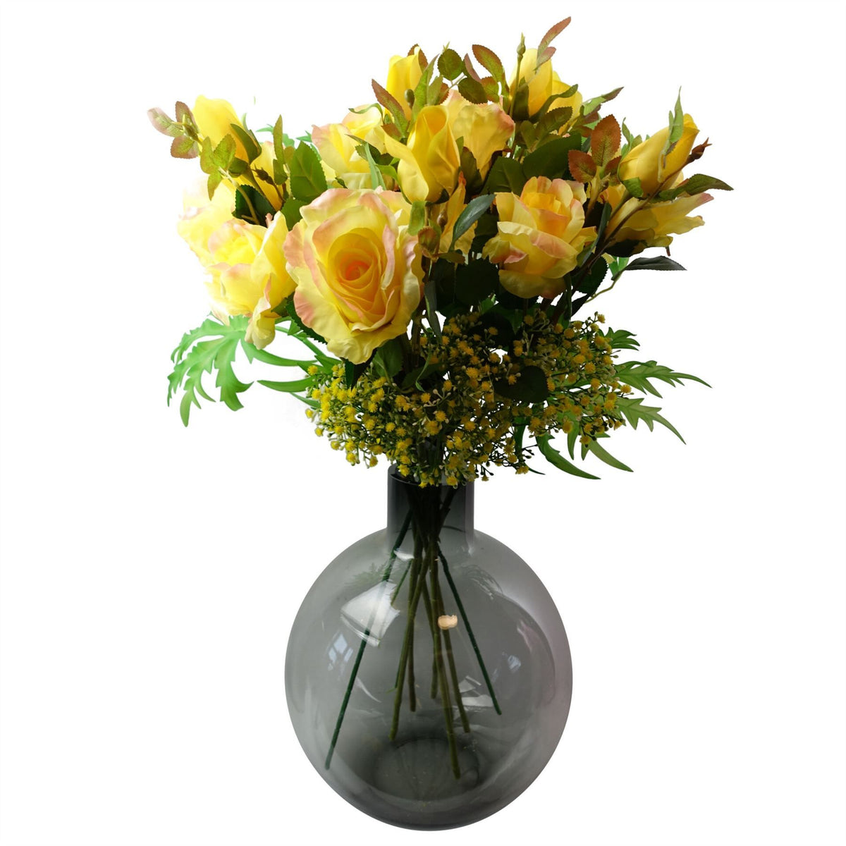 Artificial Yellow Gypsophila Stems, Pack of 6 – 55cm Wired Faux Flowers for Arrangements