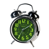 AMPLUS Analogue Alarm Clock with Double Bell, Snooze & Night Light, Non-Ticking Sweep – White, PT257