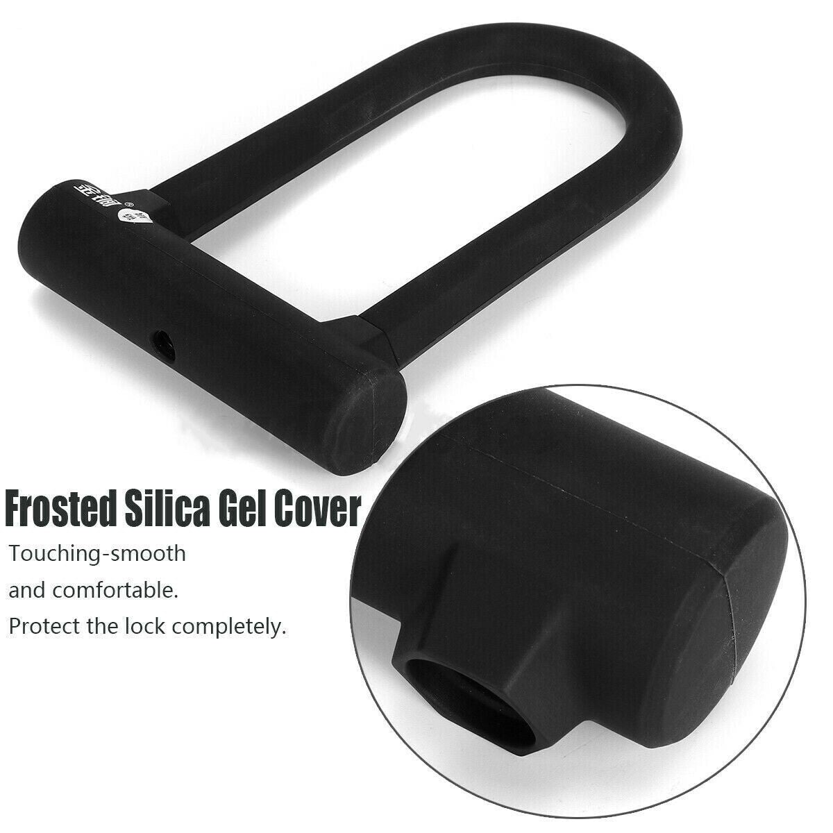 Heavy Duty D Lock for Bikes, Scooters and Motorcycles – Hardened Shackle, Bracket and 2 Keys, Black