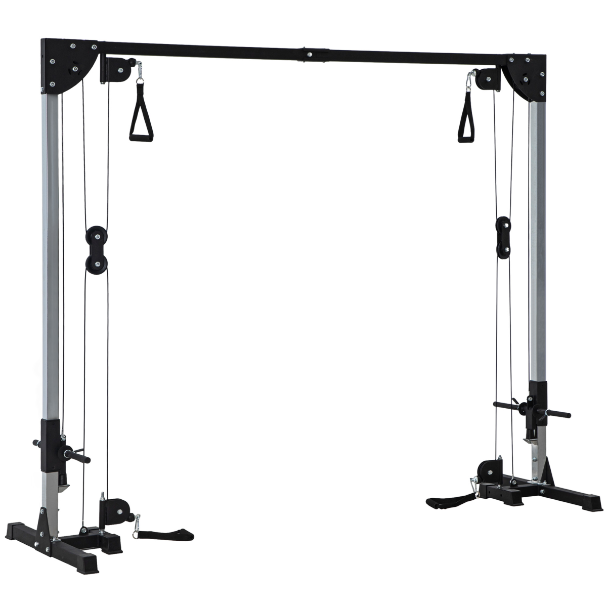 SPORTNOW Cable Crossover Machine with Pulley System & Four Handles – Full Body Strength Training, Black
