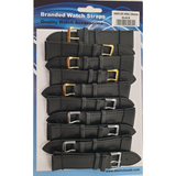 DK Black Leather Watch Straps, 24mm – Pack of 10 Replacement Watch Bands, Ref 1005.05