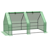 Mini Tunnel Greenhouse with 3 Roll-up Zipped Doors – Steel Frame PE Cover Grow Tunnel, 5.9 x 3 x 3ft, Green