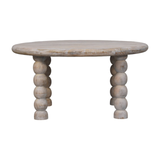 Artisan Furniture Solid Wood Spindle Coffee Table with Turned Legs & Round Top – Salted Oak Finish, Grey