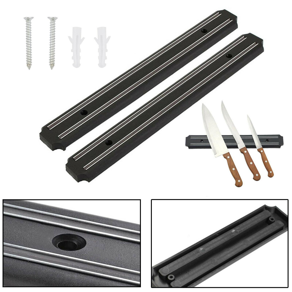 Wall-Mounted Magnetic Knife Holder Bar, 3 x 55 cm – Powerful Magnet Kitchen Knife & Tool Storage