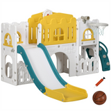 8-in-1 Toddler Slide Set with Tunnel, Basketball Hoop, Steering Wheel & Storage Basket – Ages 1-3