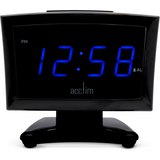 Acctim Jenson LED Digital Alarm Clock with USB-C Smart Charging Port and 0.9" Blue Display – Black