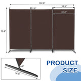 6ft 3-Panel Folding Room Divider – Polyester Fabric Privacy Screen, Steel Frame, Brown