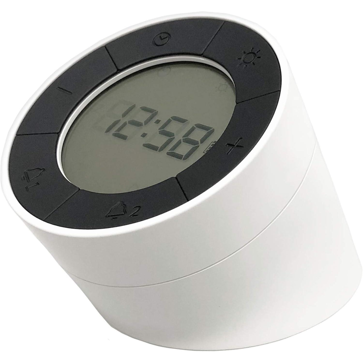 Acctim Jowie Dual Alarm Clock with Night Light, Shake to Snooze & Rechargeable Battery – White