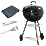 Outsunny Portable Kettle Charcoal BBQ Grill & Smoker with Lid, Thermometer, Wheels & Cover – Black