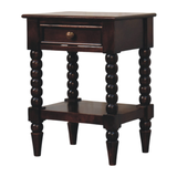 Artisan Furniture Solid Wood Vienna Nightstand with Drawer and Open Shelf – Winewood Oak Finish, Dark Brown