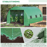 Walk-in Polytunnel Greenhouse with Zipped Door & Roll-up Windows – Galvanised Steel Frame, 300 x 397 x 200cm, Green