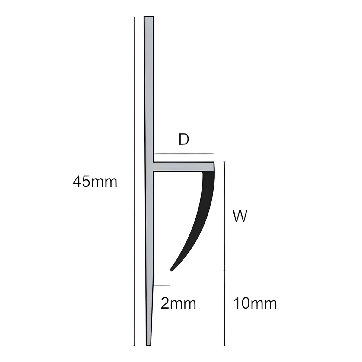 EFU Flexible Face PVC Tile Trim, Co-Extruded UPVC – Tight Finish for Vinyl Flooring, 2.5m