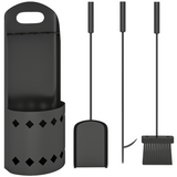 Outsunny 4 Piece Fireplace Companion Set with Broom, Shovel, Poker & Bucket – Powder-Coated Metal, Black