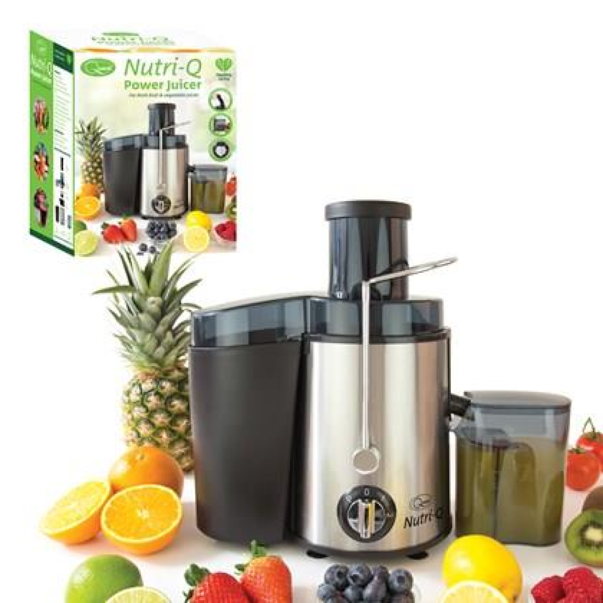 Nutri-Q Whole Fruit Juice Extractor with Dual Speed & Pulse, Extra Large Chute – Stainless Steel Juicer, 34730