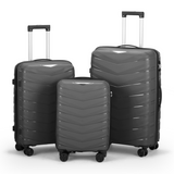 3-in-1 Hard Shell Suitcase Set – 20, 24 and 28 Inch, V-Stripe PP Trolley Cases, Dark Grey