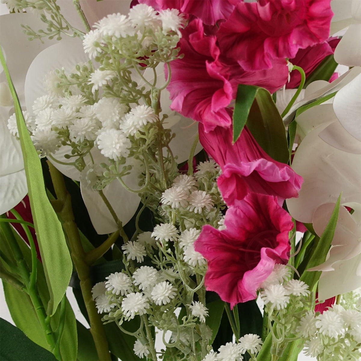 Leaf Pack of 6 Trumpet Artificial Flower Stems, 100cm with Silk Flowers and Wired Stems, Fuchsia Pink