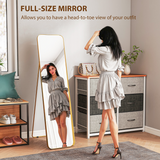 Full Length Mirror 160 x 40cm with Curved Corners – Gold Tone Metal Frame, Leaning or Wall Standing