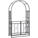Outsunny Metal Garden Arch with Double Gate – Climbing Plant Arbour with Reinforced Frame, Dark Grey