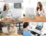 DYZI Foldable Aluminium Laptop Stand with Ventilation, 7 Height Settings – For 10–15.6 Inch Laptops & Tablets