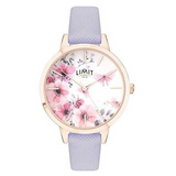 Limit Ladies Secret Garden Watch, Pink & White Floral Dial, Purple Leather Strap – 60022