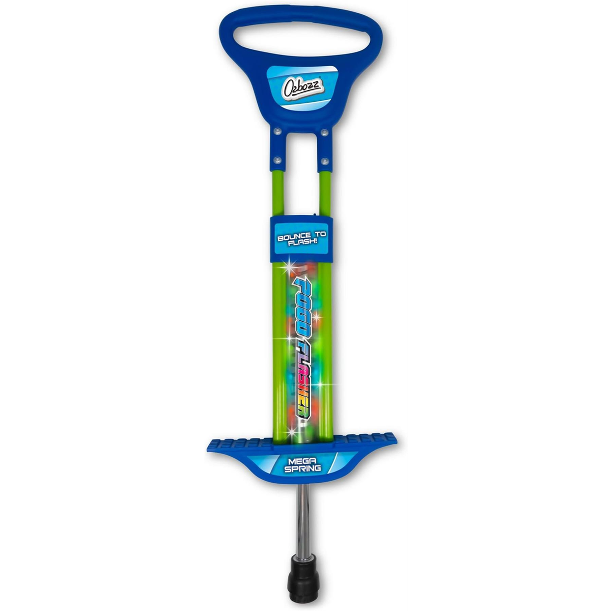 Ozbozz Go Light Up Pogo Stick, 89cm Spring-Powered – Outdoor Garden Game for Boys & Girls, Blue