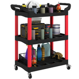 HOMCOM 3-Tier Rolling Tool Cart with Wheels and Side Handles – Garage & Workshop Storage Trolley, Black