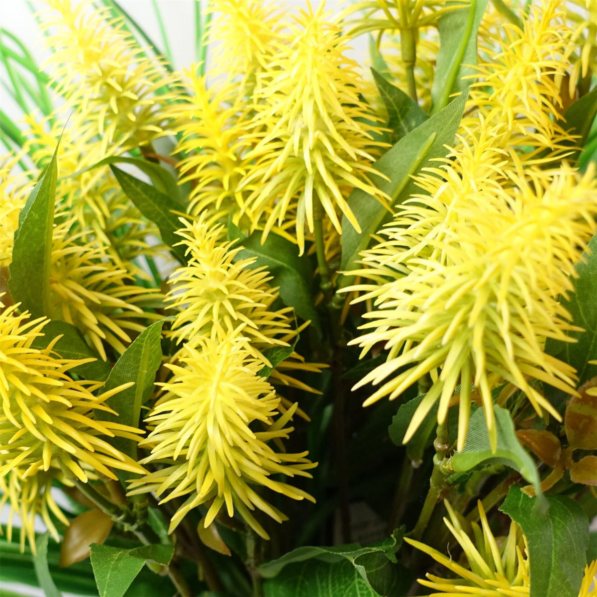 Artificial Yellow Callistemon Bottle Brush Stems, Pack of 6 – 55cm Wired Faux Flowers