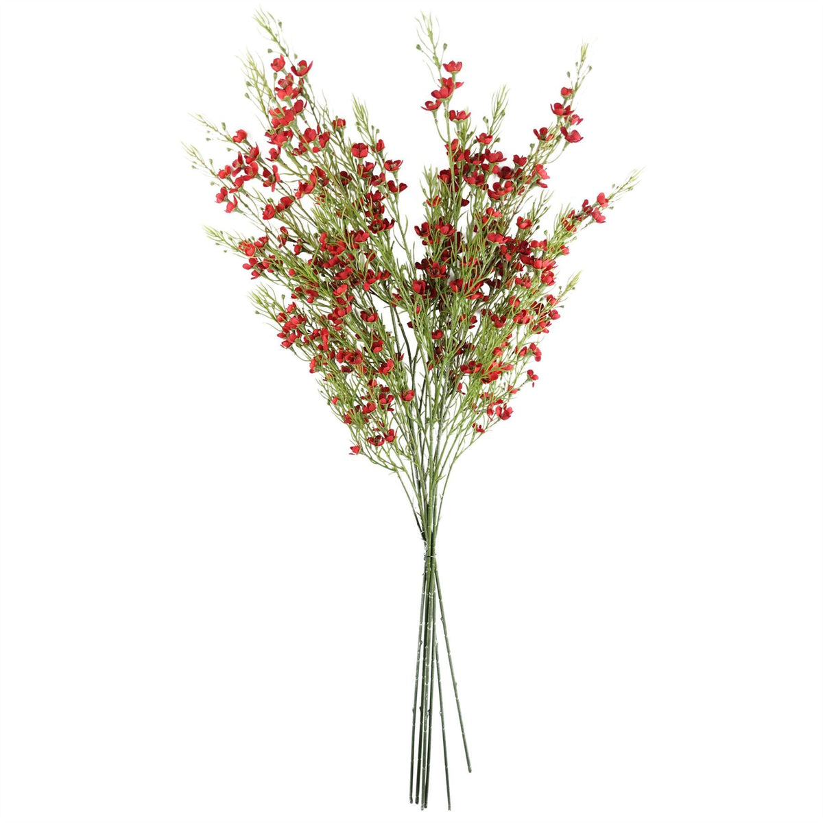 Pack of 6 x 100cm Artificial Foliage Stem with Small Flowers – Red