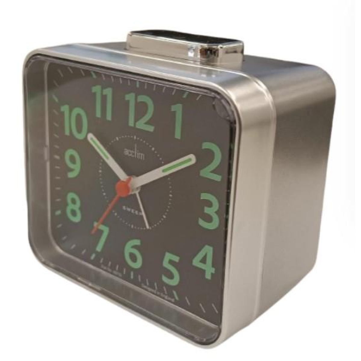 Acctim Parker Bedside Alarm Clock with Crescendo Alarm, Snooze & Silent Sweep – Easy-Read Dial, Silver, 16467