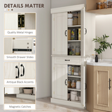 Farmhouse Kitchen Storage Cabinet with Raised Panel Doors & Antique Metal Handles – Rustic Dining Room Cupboard