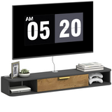 HOMCOM 120cm Floating TV Unit with Two Open Compartments – Wall-Mounted Media Console, Grey