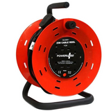 PowerPlus 25m 4 Way Extension Cable Reel with Thermal Cut-Out – Robust Steel Construction, 13A 240V
