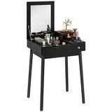 HOMCOM Dressing Table with Flip-Up Mirror and 2 Drawers – Vanity Makeup Desk and Writing Desk, Black