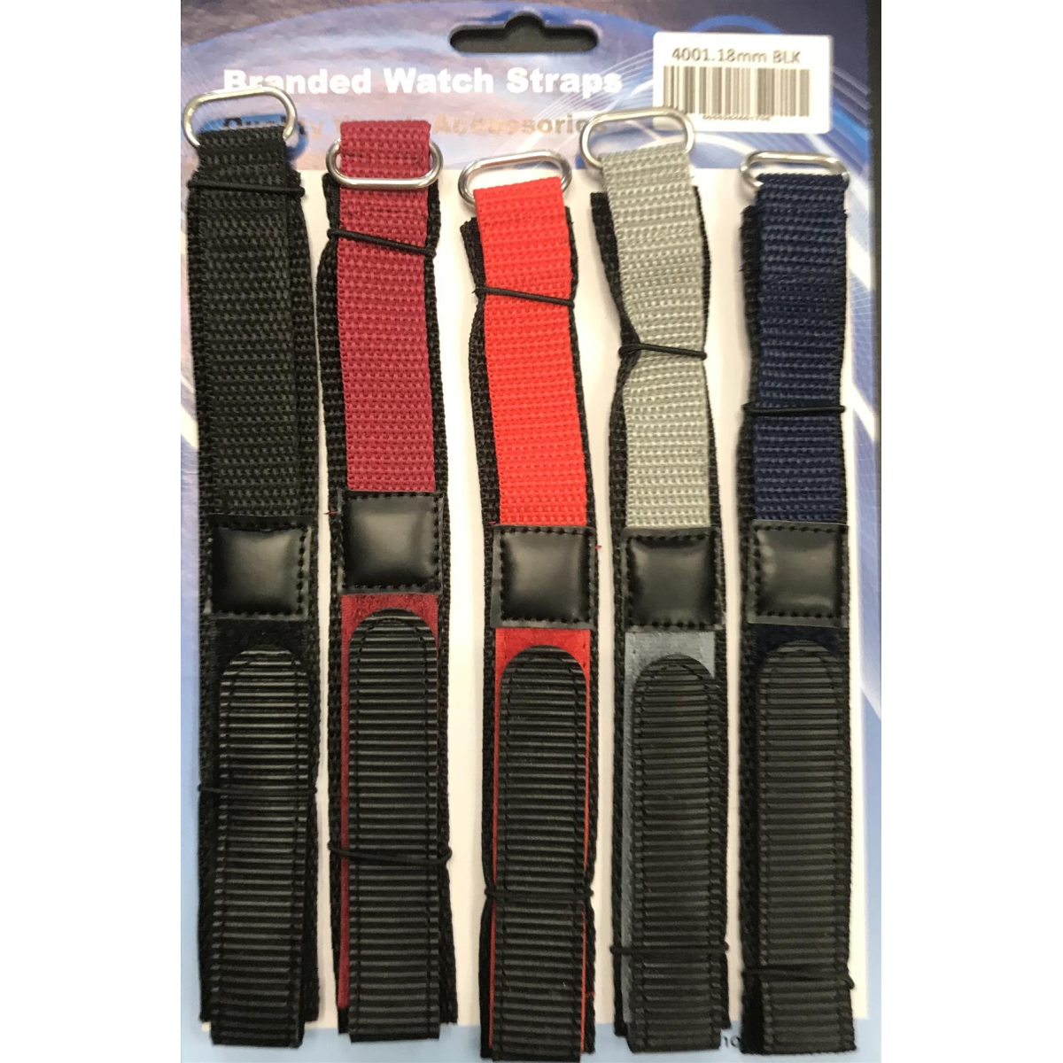 Hook and Loop Velcro Watch Straps, 22mm, Assorted Colours – Pack of 5