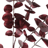Leaf Artificial Eucalyptus Foliage Stem with Silk Leaves – Home Decor Greenery, Burgundy, 100cm