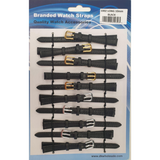DK Extra Long Black Leather Watch Straps, Pack of 10 – 8mm Width, Model 1002BK