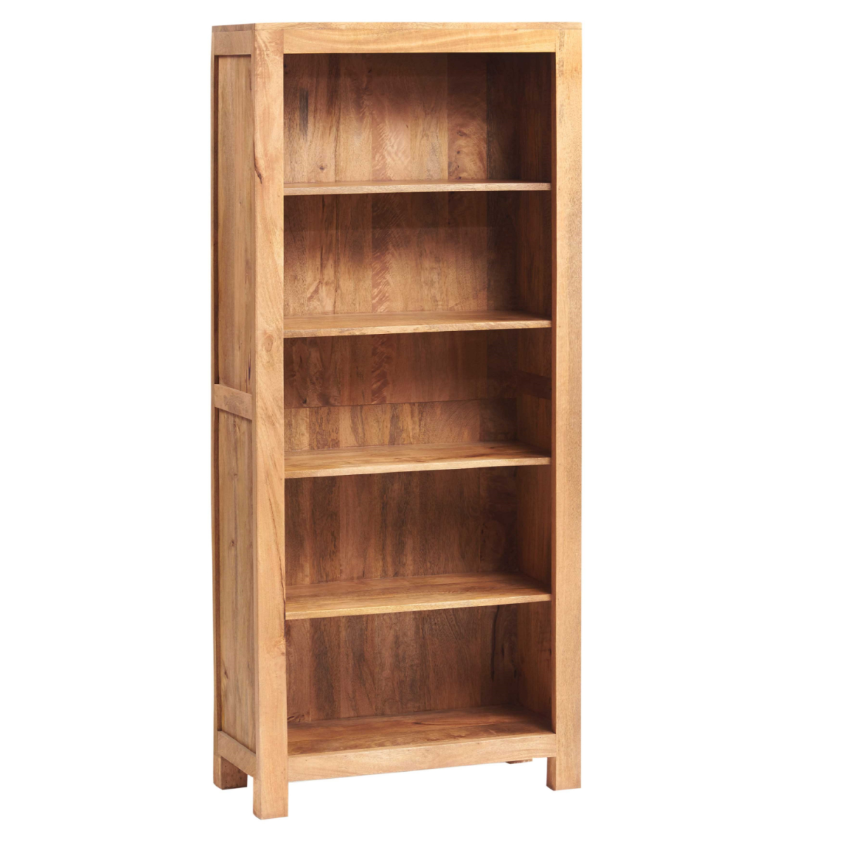Toko Light Mango Wood Large Open Bookcase – Solid Wood Shelving, Contemporary Design