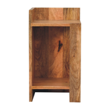 Artisan Furniture Oak-ish Box Bedside Table with Open Shelf – Solid Wood, Beige