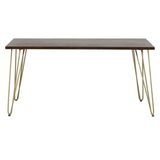 Solid Wood Dining Table with Dark Gold Metal Inlay – Modern Dining Room Centrepiece
