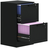 HOMCOM 2 Drawer File Cabinet with Lock and Adjustable Hanging Bars – A4 and Letter Document Storage, Black