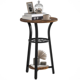 HOMCOM 3-Tier Round Side Table, 38 cm Industrial End Table with Metal Legs – Compact, Rustic Brown