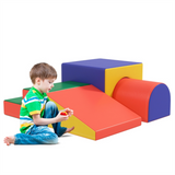 Kids 2-Piece Soft Play Set with Stairs, Ramp, Tunnel & Cuboid – Foam Climbing & Crawling Toy, Ages 1–3