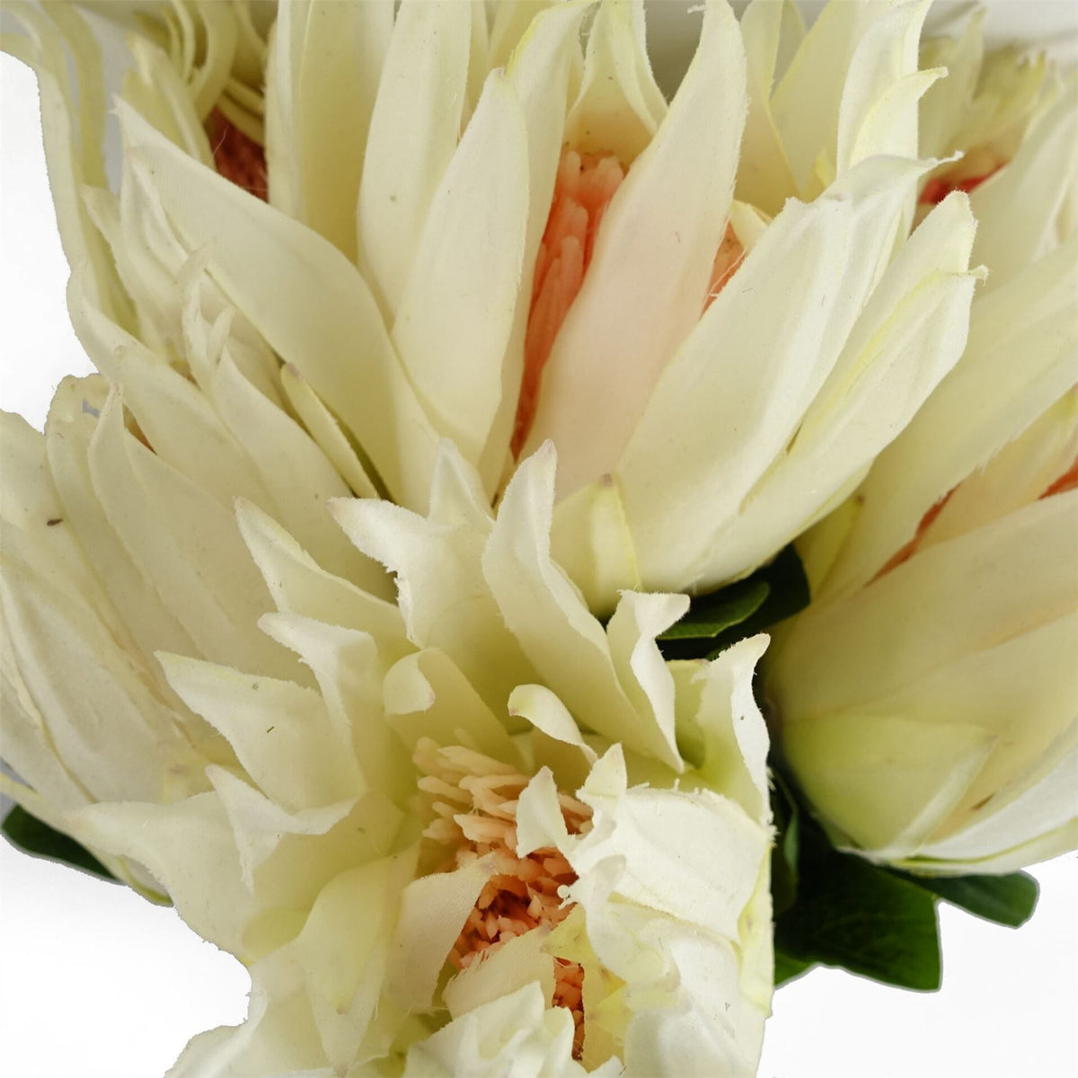 Leaf Protea Sugarbush Artificial Flower Stem with Silk Petals and Wired Stem – 65cm Home Decor, White