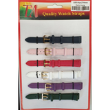 Extra Long Leather Watch Straps, Assorted Colours, 16mm – Pack of 6
