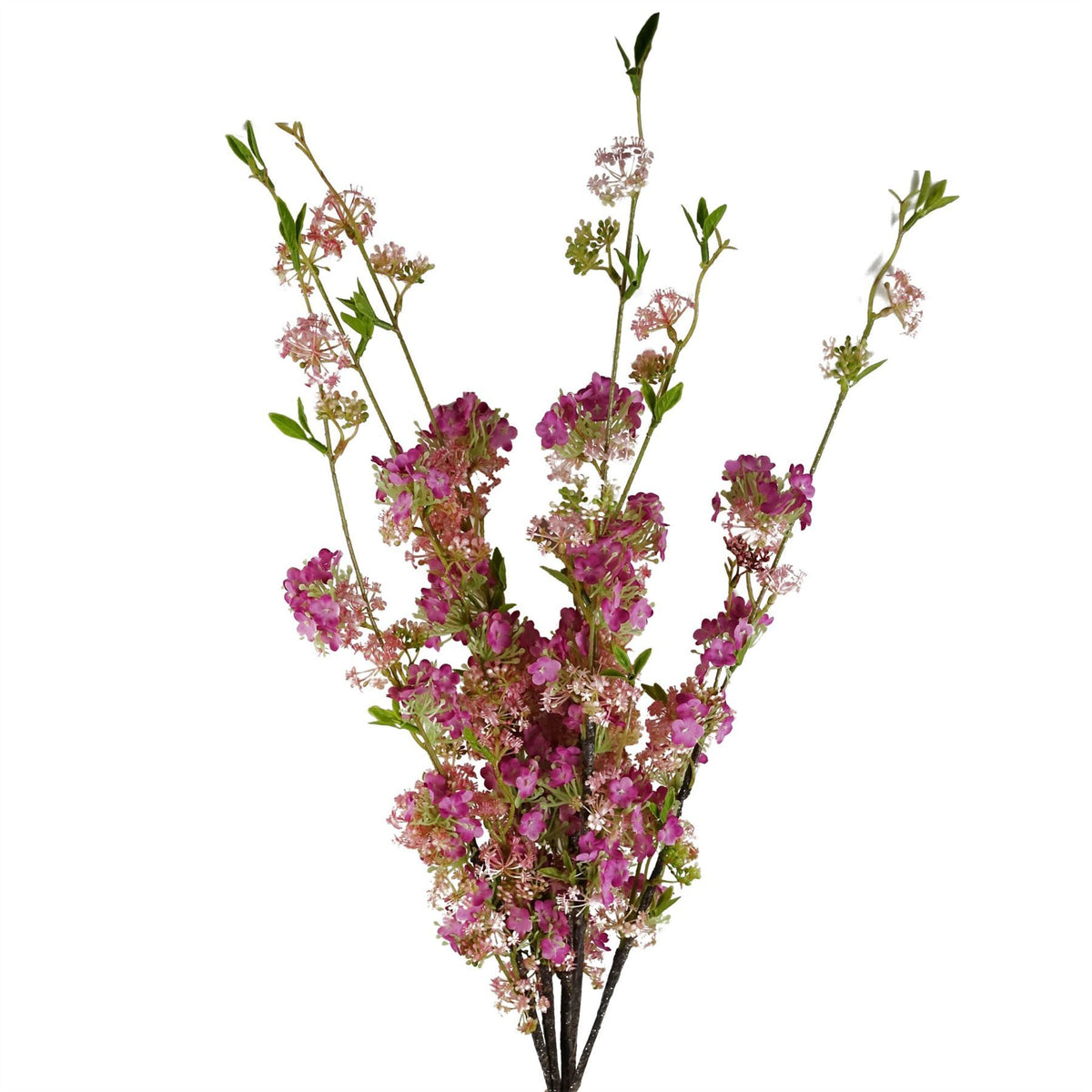Leaf 100cm Artificial Blossom Spray Stem with Silk and Plastic Flowers – Wired Stem, Pink