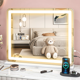 HOMCOM Vanity Mirror with LED Lights, 10X Magnifying Mirror & USB Charging Port – Wall or Tabletop, White