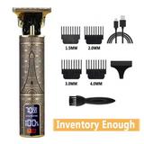 Professional Cordless Hair Clipper with LCD Display, 3 Combs & USB-C Charging – Metal Body Beard Trimmer for Men