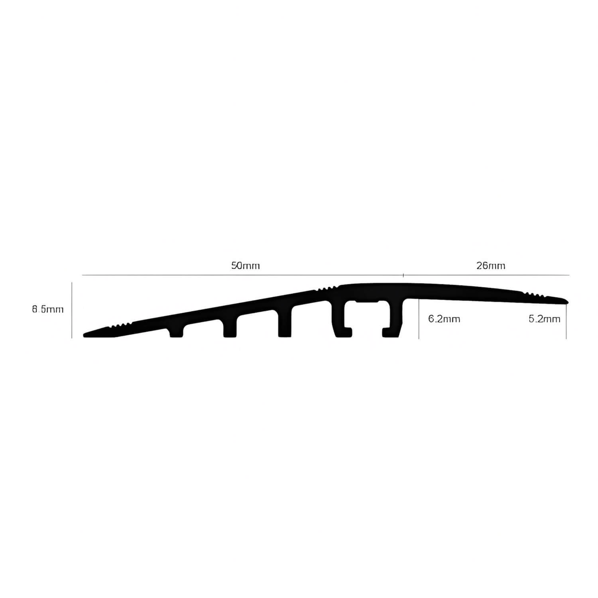 Anodised Aluminium Reducer Ramp 76mm x 8.5mm – Heavy Duty Floor Transition Strip, Pre-Drilled, Matt Silver, 2.7m